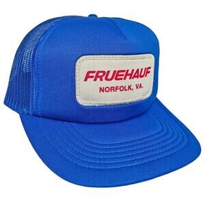 Vintage Fruehauf Snapback Trucker Patch Hat Norfolk VA Mesh Back Cap Blue OS